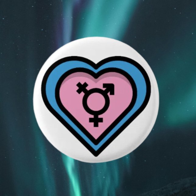 Badge Rond 2,50 Cm Bouton Coeur de la Fierté Trans (Créateur téléchargé)