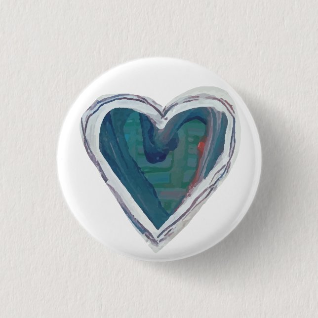 Badge Rond 2,50 Cm Bouton Coeur peint (Devant)