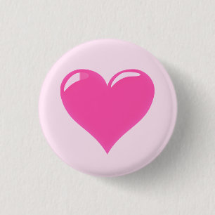 Badge Rond 2,50 Cm Bouton Coeur rose