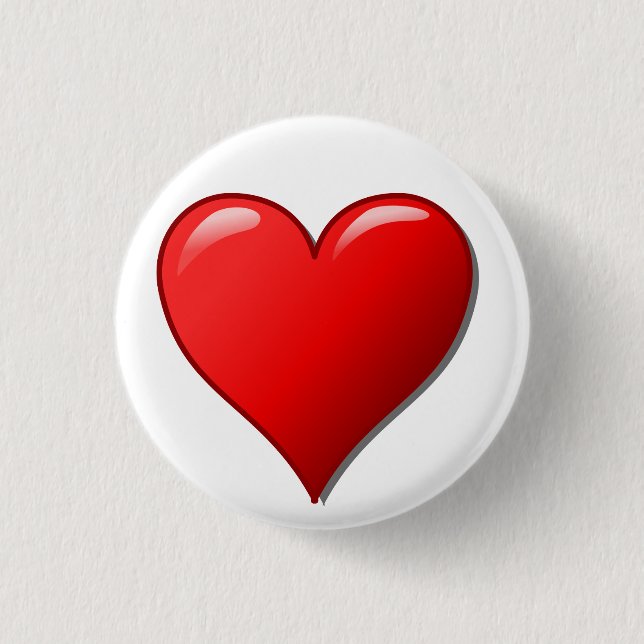 Badge Rond 2,50 Cm Bouton Coeur rouge (Devant)