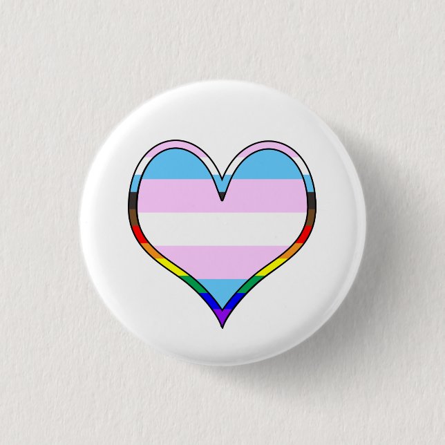 Badge Rond 2,50 Cm Bouton Coeur Trans Pride (Devant)