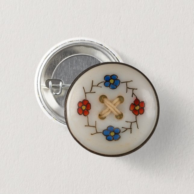 Badge Rond 2,50 Cm Bouton Coudre Vintage (Devant & derrière)