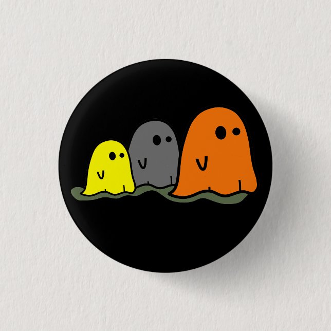 Badge Rond 2,50 Cm Bouton Coupe Fantômes Halloween (Devant)