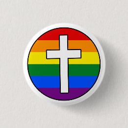 Badge Rond 2,50 Cm Bouton croisé d'arc-en-ciel
