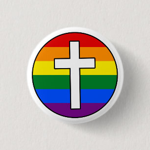 Badge Rond 2,50 Cm Bouton croisé d'arc-en-ciel