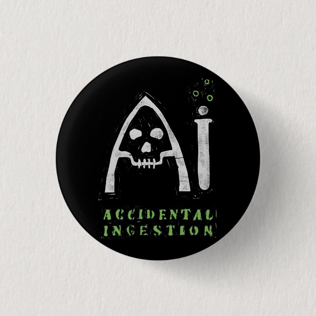 Badge Rond 2,50 Cm Bouton d'AI (noir) (Devant)