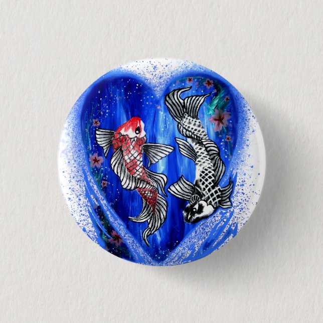 Badge Rond 2,50 Cm Bouton d'amour de Koi (Devant)