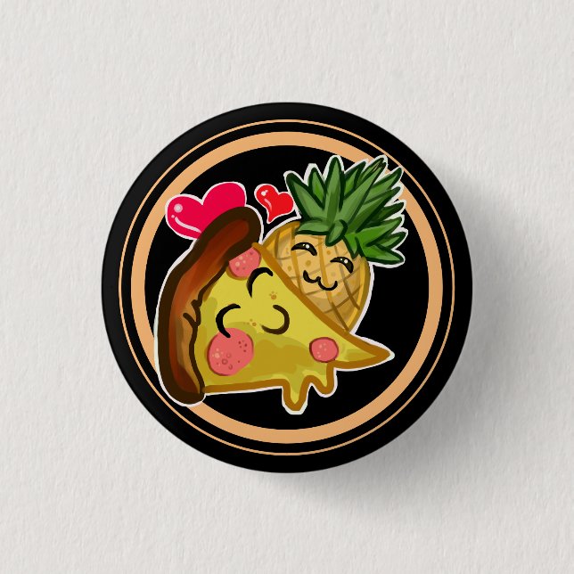 Badge Rond 2,50 Cm Bouton d'amour Pizza Ananas (Devant)