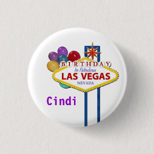Badge Rond 2,50 Cm Bouton d'anniversaire de Las Vegas personnalisatio