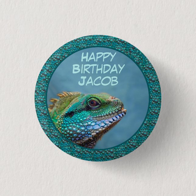 Badge Rond 2,50 Cm Bouton d'anniversaire Iguana (Devant)