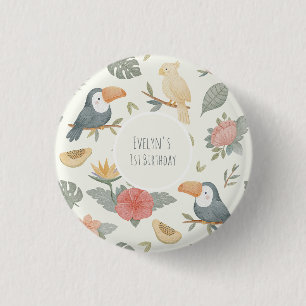Badge Rond 2,50 Cm Bouton d'anniversaire personnalisé Safari Tropical