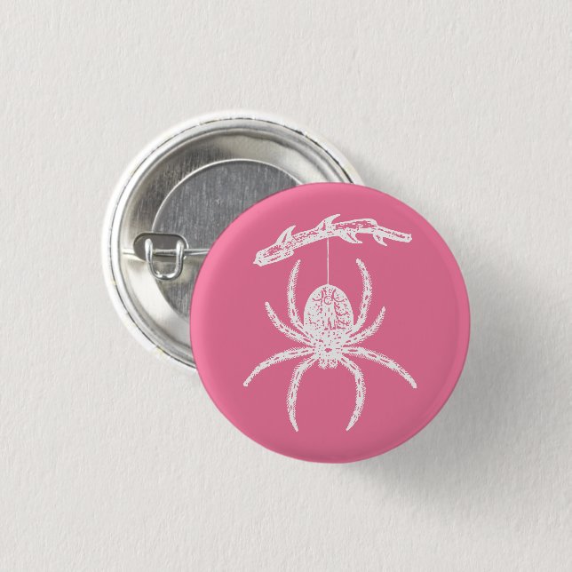Badge Rond 2,50 Cm Bouton d'araignée rose mignonne (Devant & derrière)