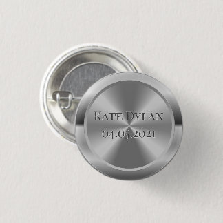 Badge Rond 2,50 Cm Bouton d'argent gravé sur mesure
