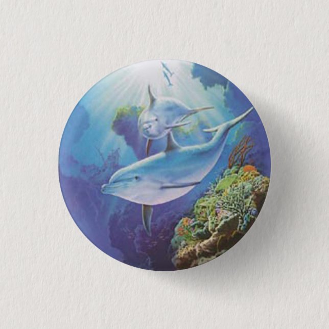 Badge Rond 2,50 Cm Bouton Dauphin D'Eau (Devant)