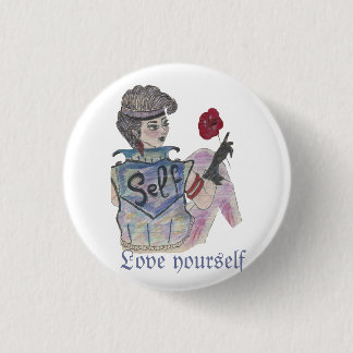 Badge Rond 2,50 Cm Bouton d'autonomisation "Aimez-vous"