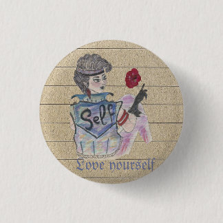 Badge Rond 2,50 Cm Bouton d'autonomisation "Aimez-vous"
