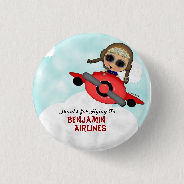 Badge Rond 2,50 Cm Bouton d'avion d'anniversaire (Devant)