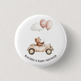 Badge Rond 2,50 Cm Bouton de Baby shower de voiture vintage Teddy Bea