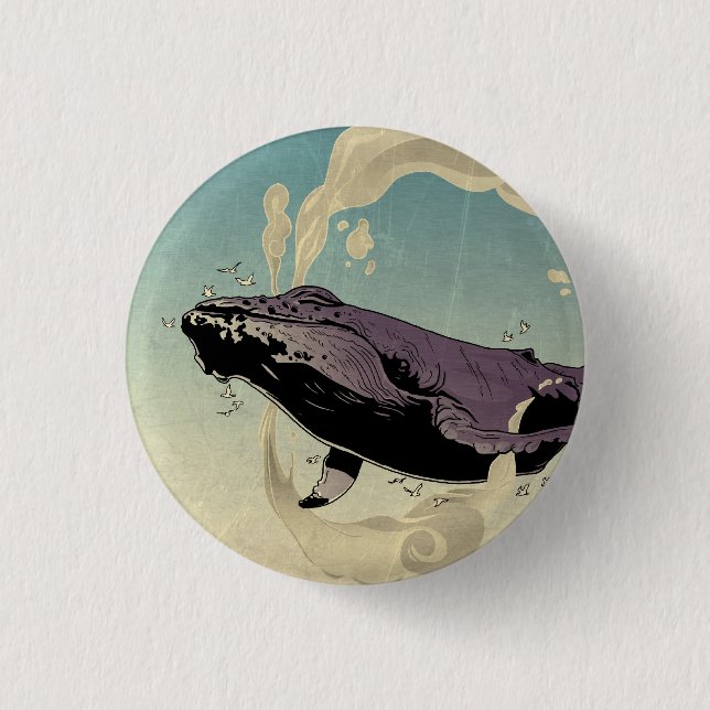 Badge Rond 2,50 Cm Bouton de baleine de ciel (Devant)