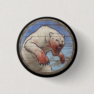 Badge Rond 2,50 Cm Bouton de bouclier de Viking - ours blanc