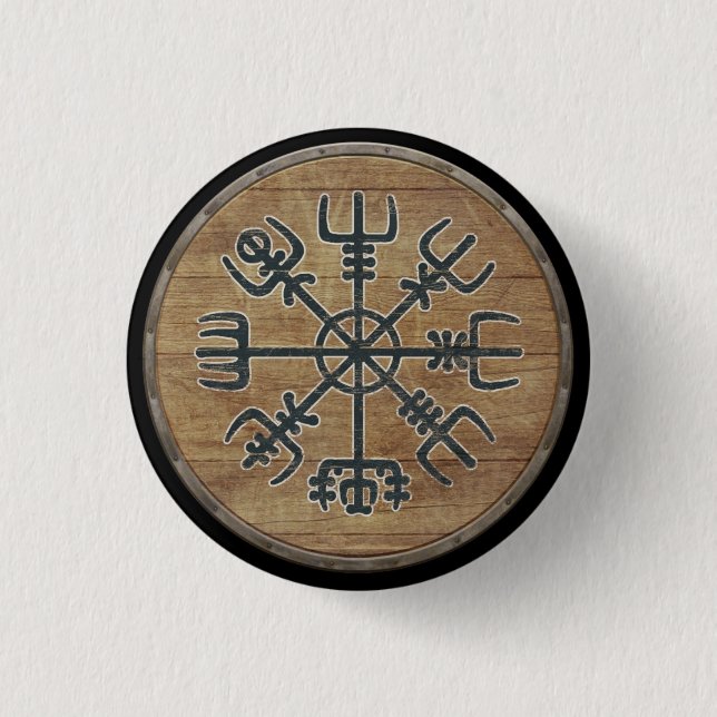 Badge Rond 2,50 Cm Bouton de bouclier de Viking - Vegvísir (Devant)
