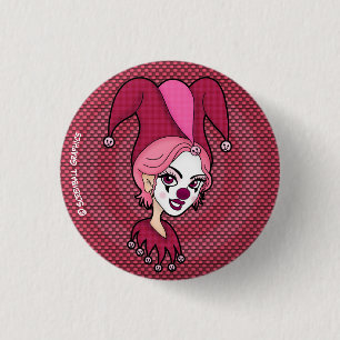 Badge Rond 2,50 Cm Bouton de bouffon rose (petit)