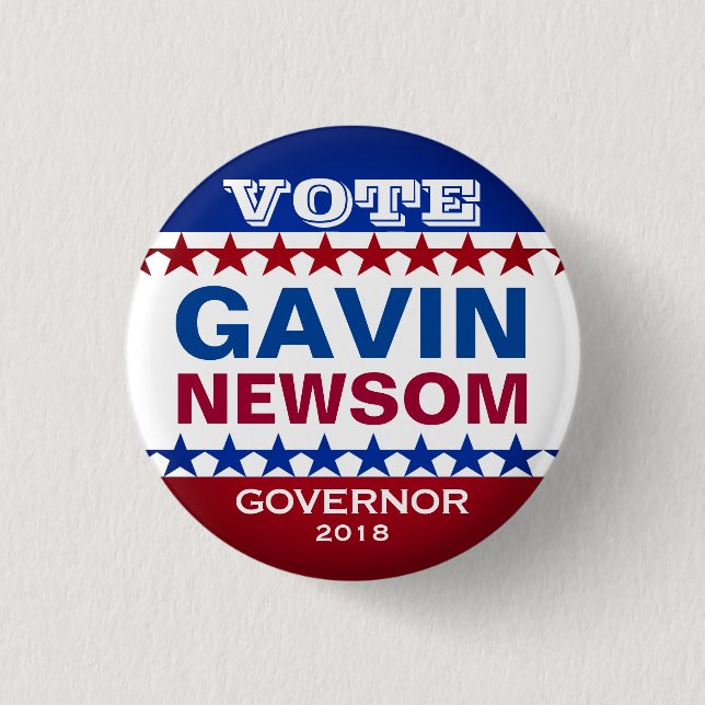 Badge Rond 2,50 Cm Bouton de campagne de Gavin Newsom (Devant)