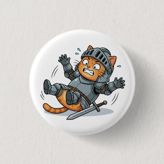 Badge Rond 2,50 Cm Bouton de chat chevalier drôle