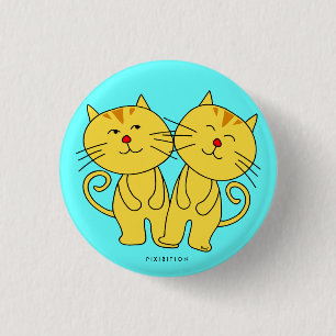 Badge Rond 2,50 Cm Bouton de chat de jumeaux