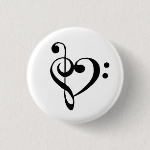 Badge Rond 2,50 Cm Bouton de coeur de musique