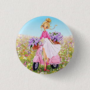 Badge Rond 2,50 Cm Bouton de conception de fleurs printanières