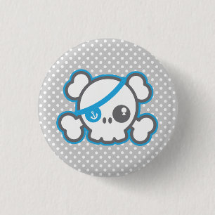 Badge Rond 2,50 Cm Bouton de crâne de pirate Kawaii