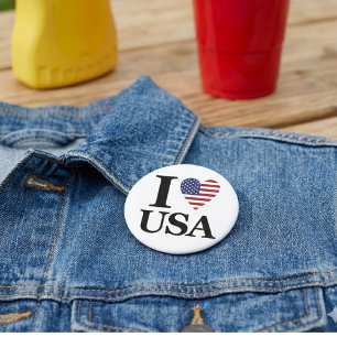 Badge Rond 2,50 Cm Bouton de déclaration "I ❤️ USA"