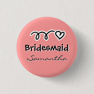 Badge Rond 2,50 Cm Bouton de femme de ménage rose corail   nom person