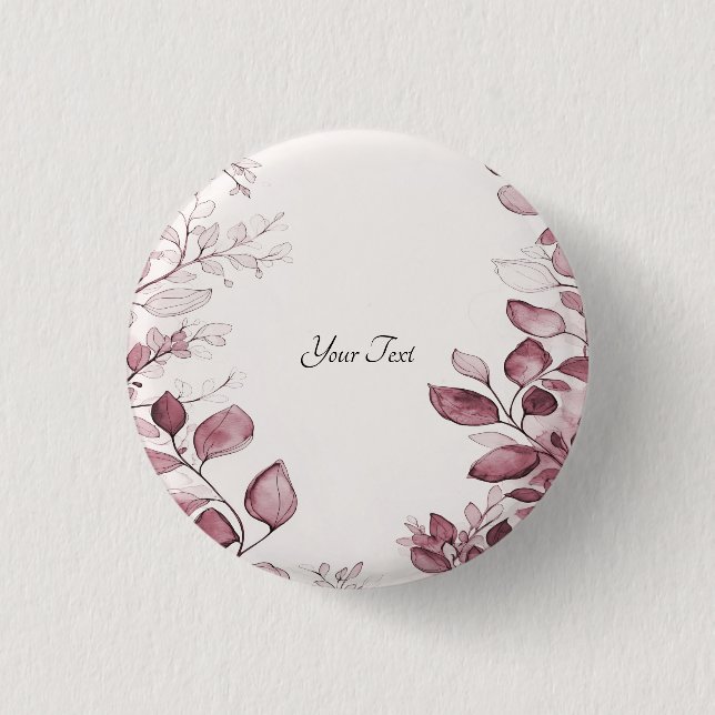 Badge Rond 2,50 Cm Bouton de feuilles rouges modernes (Devant)