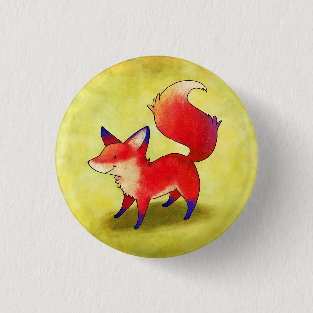 Badge Rond 2,50 Cm Bouton de Fox rouge (Devant)