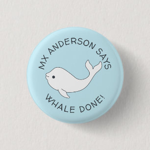 Badge Rond 2,50 Cm Bouton de la baleine de Beluga