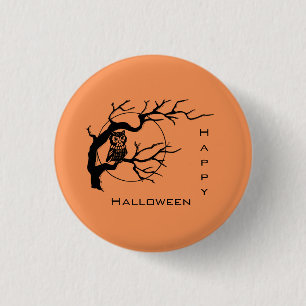Badge Rond 2,50 Cm Bouton de la broche d'Halloween de Chouette orange