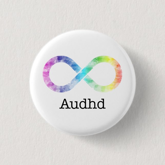 Badge Rond 2,50 Cm Bouton de la neurodiversité Audhd (adhd et autiste (Devant)