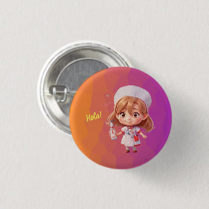 Badge Rond 2,50 Cm Bouton de l'Infirmière mignonne Espagnol