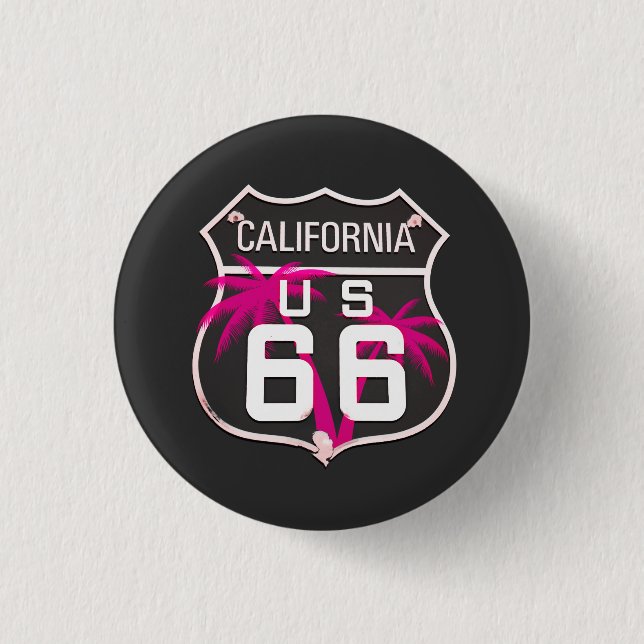 Badge Rond 2,50 Cm Bouton de l'itinéraire 66 (Devant)