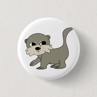 Badge Rond 2,50 Cm Bouton de loutre d'équipe - blanc