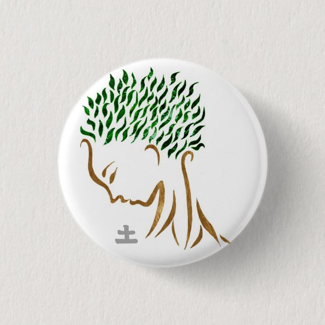 Badge Rond 2,50 Cm Bouton de lutin de la terre (Devant)