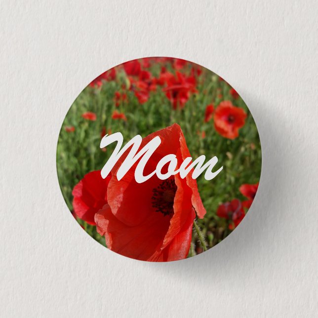 Badge Rond 2,50 Cm Bouton de maman de champ de pavot (Devant)