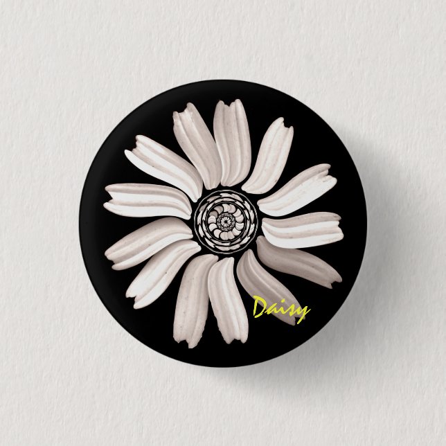 Badge Rond 2,50 Cm Bouton de marguerite blanche/Pin (Devant)