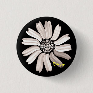 Badge Rond 2,50 Cm Bouton de marguerite blanche/Pin