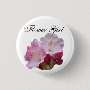 Badge Rond 2,50 Cm bouton de mariage fleurs de rhododendron rose