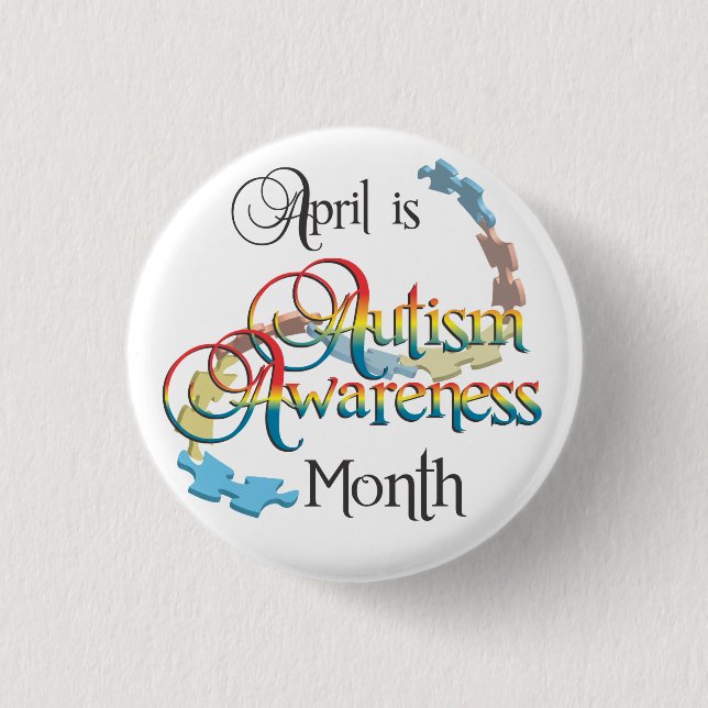Badge Rond 2,50 Cm Bouton de mois de sensibilisation sur l'autisme (Devant)