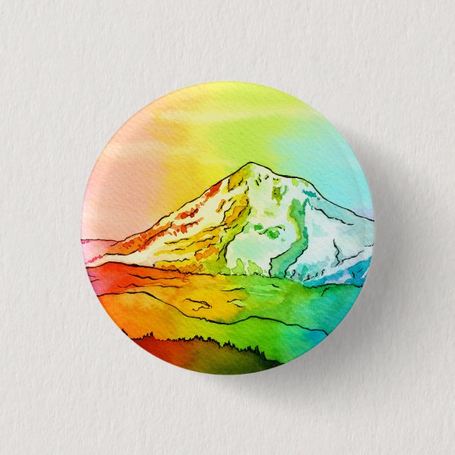 Badge Rond 2,50 Cm Bouton de montage de l'aquarelle arc-en-ciel (Devant)