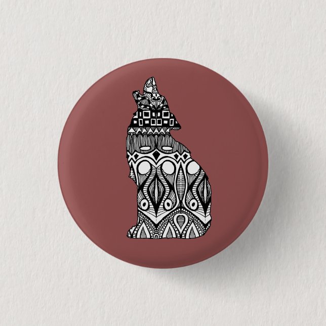 Badge Rond 2,50 Cm Bouton de motif de loup (Devant)